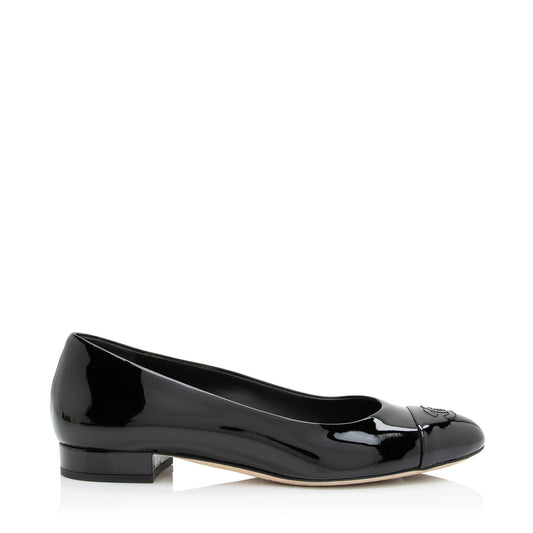 Chanel Patent Calfskin CC Cap Toe Ballet Flats - Size 8.5 / 38.5 (SHF-SGOQ3I) Handbag