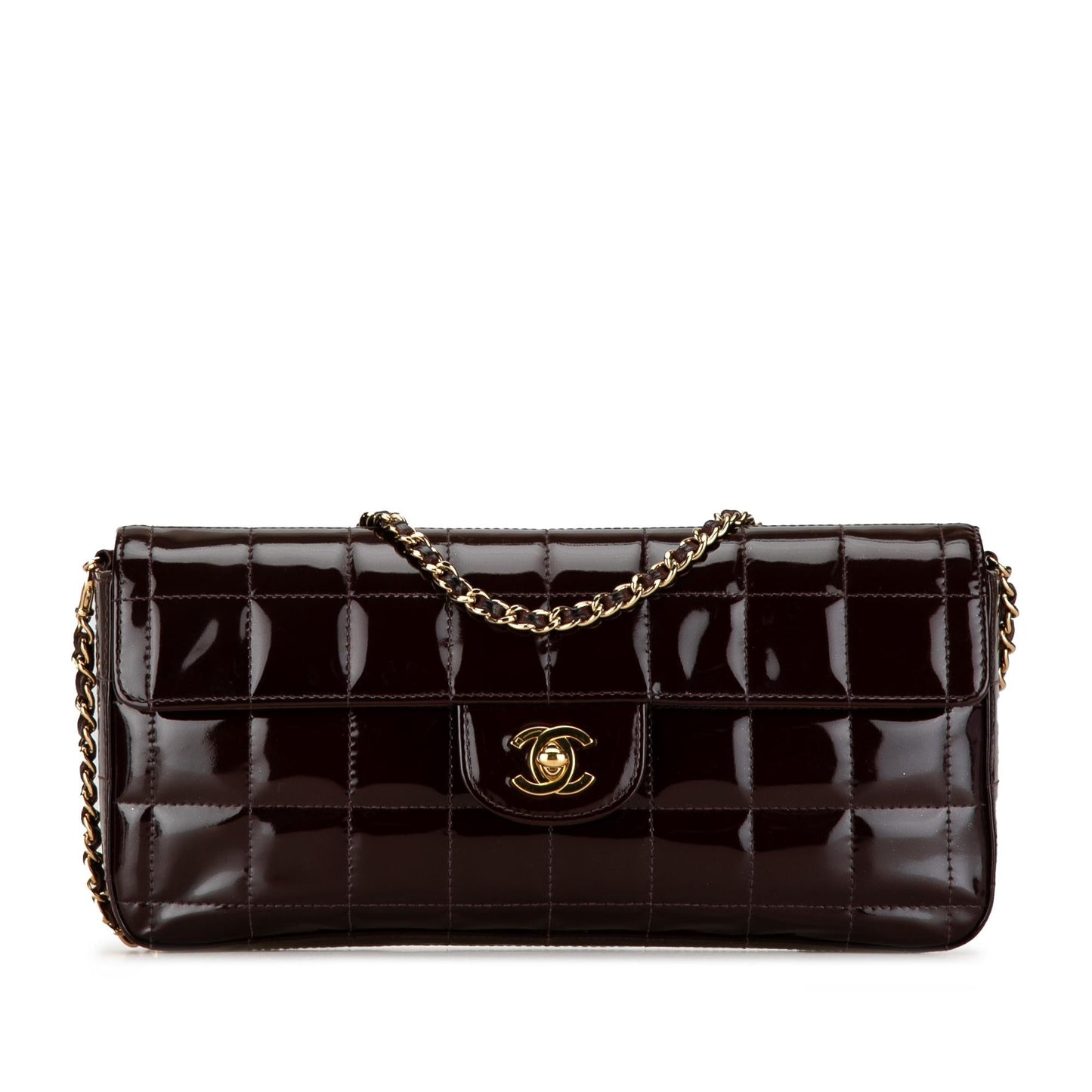 Chanel Patent Choco Bar East West Flap (SHG-0yHZCX) Shoulder Bag