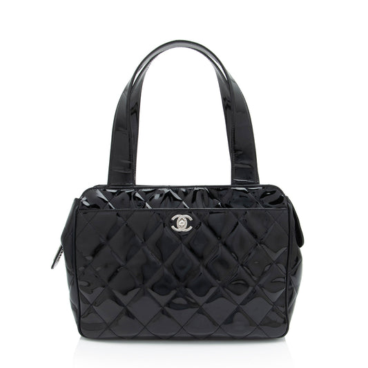 Chanel Patent Leather CC Bowling Bag (SHF-S9yHE9)