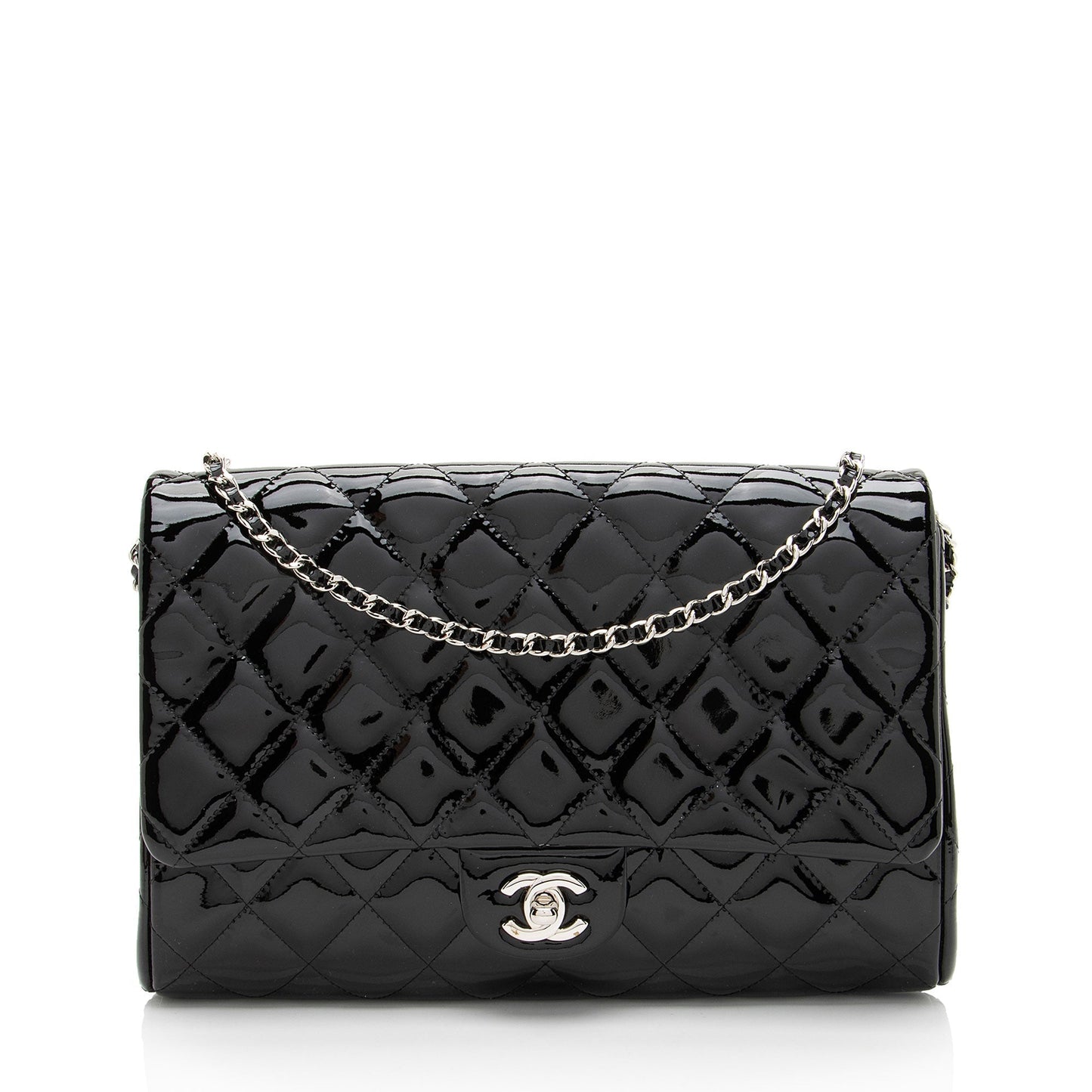 Chanel Patent Leather Classic Chain Flap Clutch