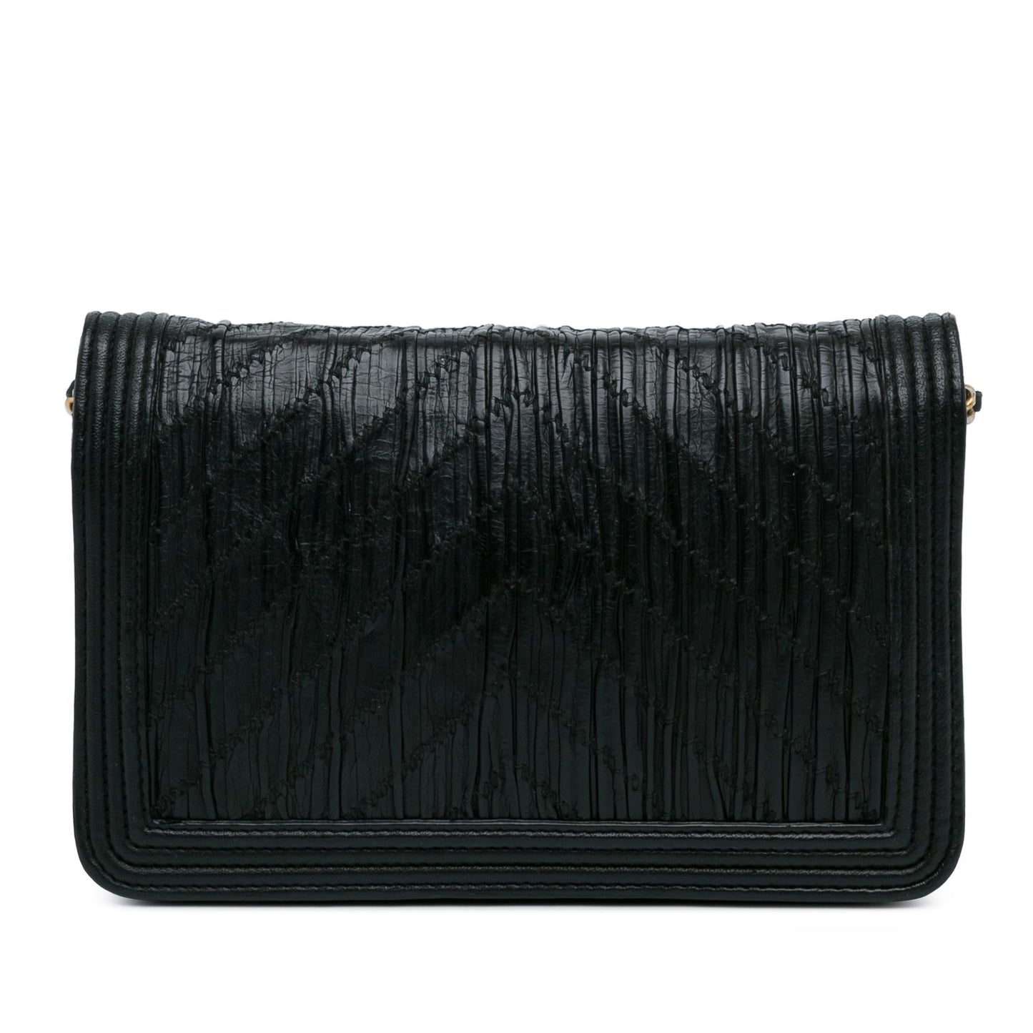 Chanel Pleated Crumpled Chevron Le Boy Wallet On Chain (SHG-QUHsjg) Crossbody