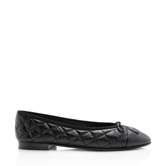 Chanel Quilted Calfskin Cap Toe Ballet Flats - Size 10 / 40 ( ) Handbag