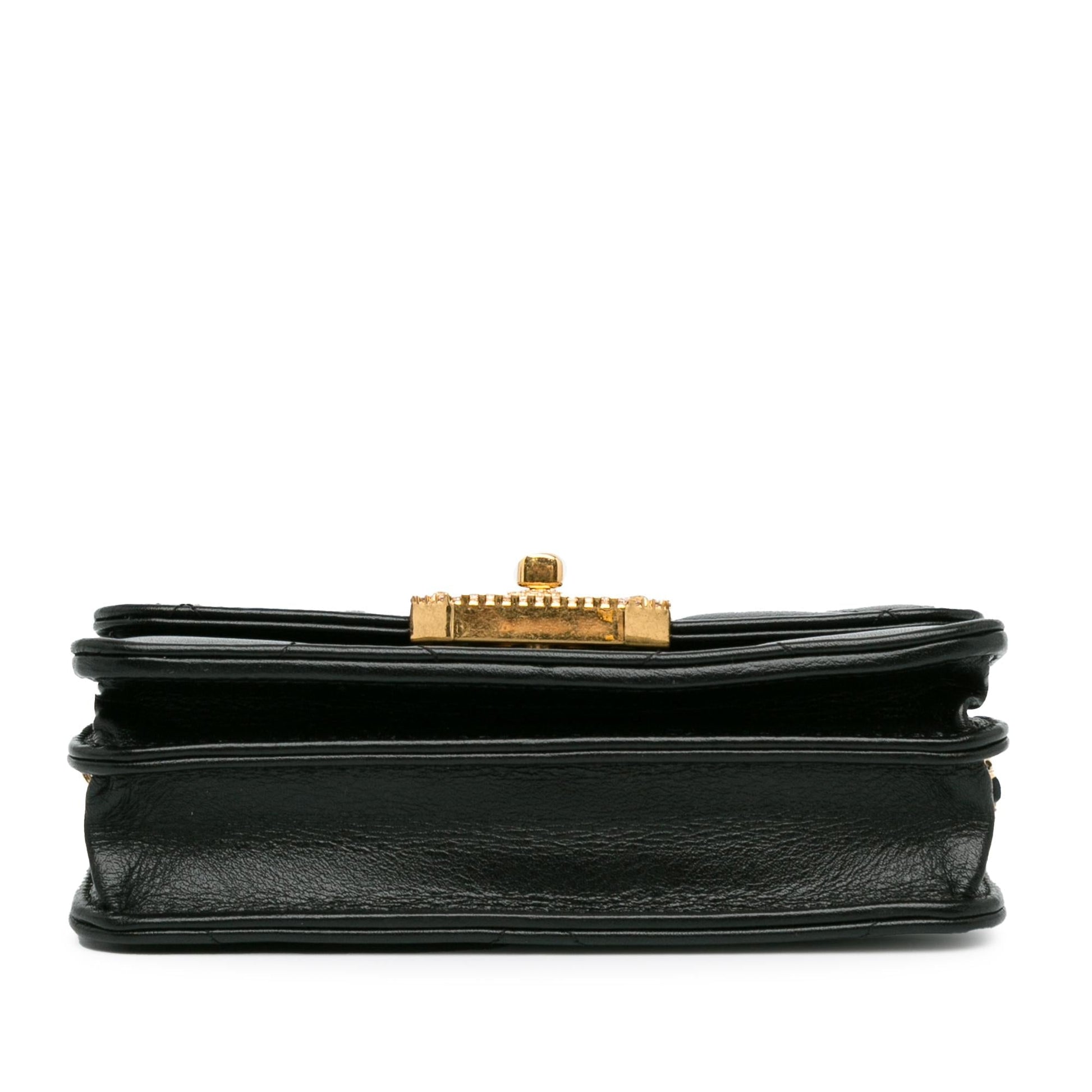 Chanel Quilted Calfskin Strass Clutch With Chain Flap
