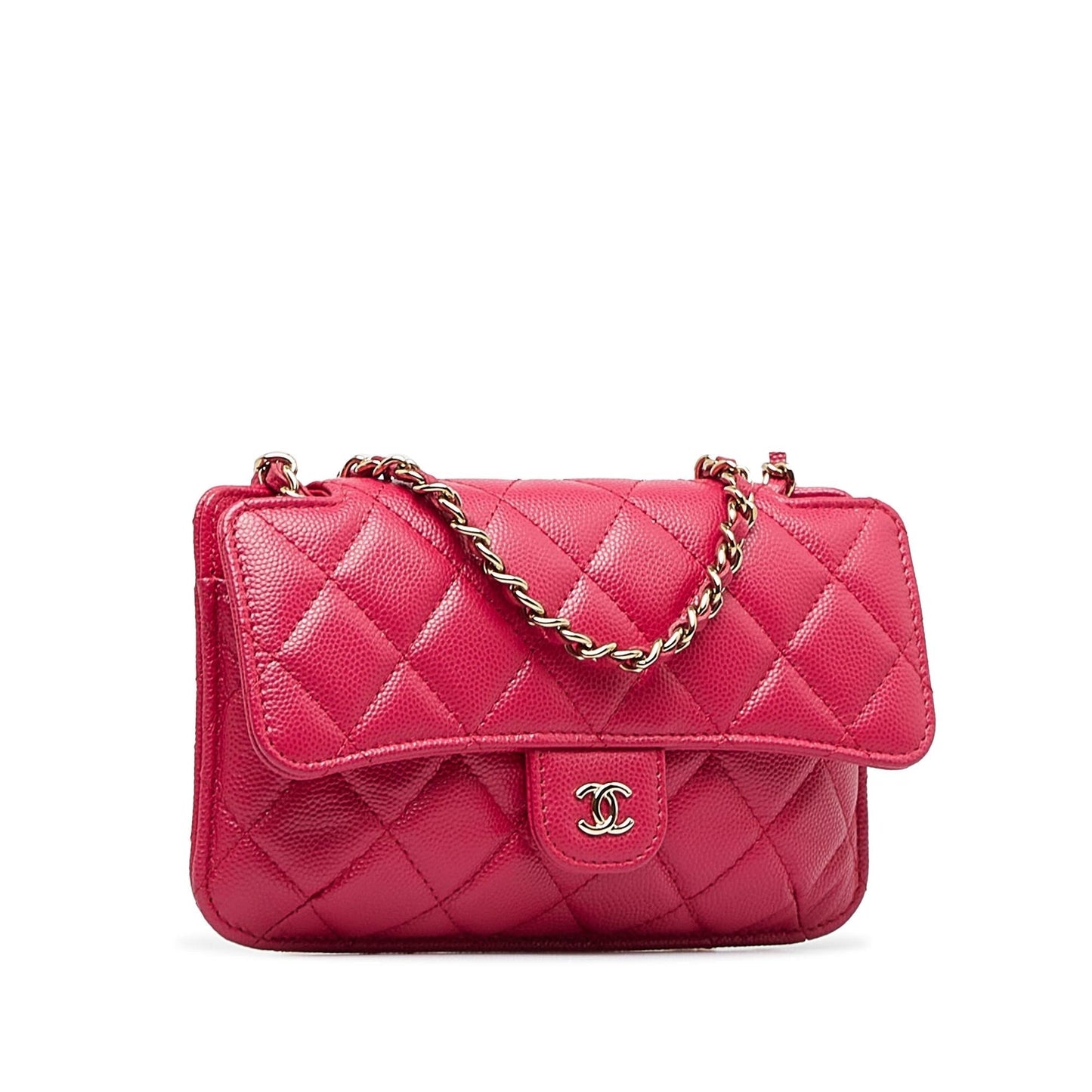 Chanel Quilted Caviar Foldable Printed Fabric Tote with Chain (SHG-p7IUF8)