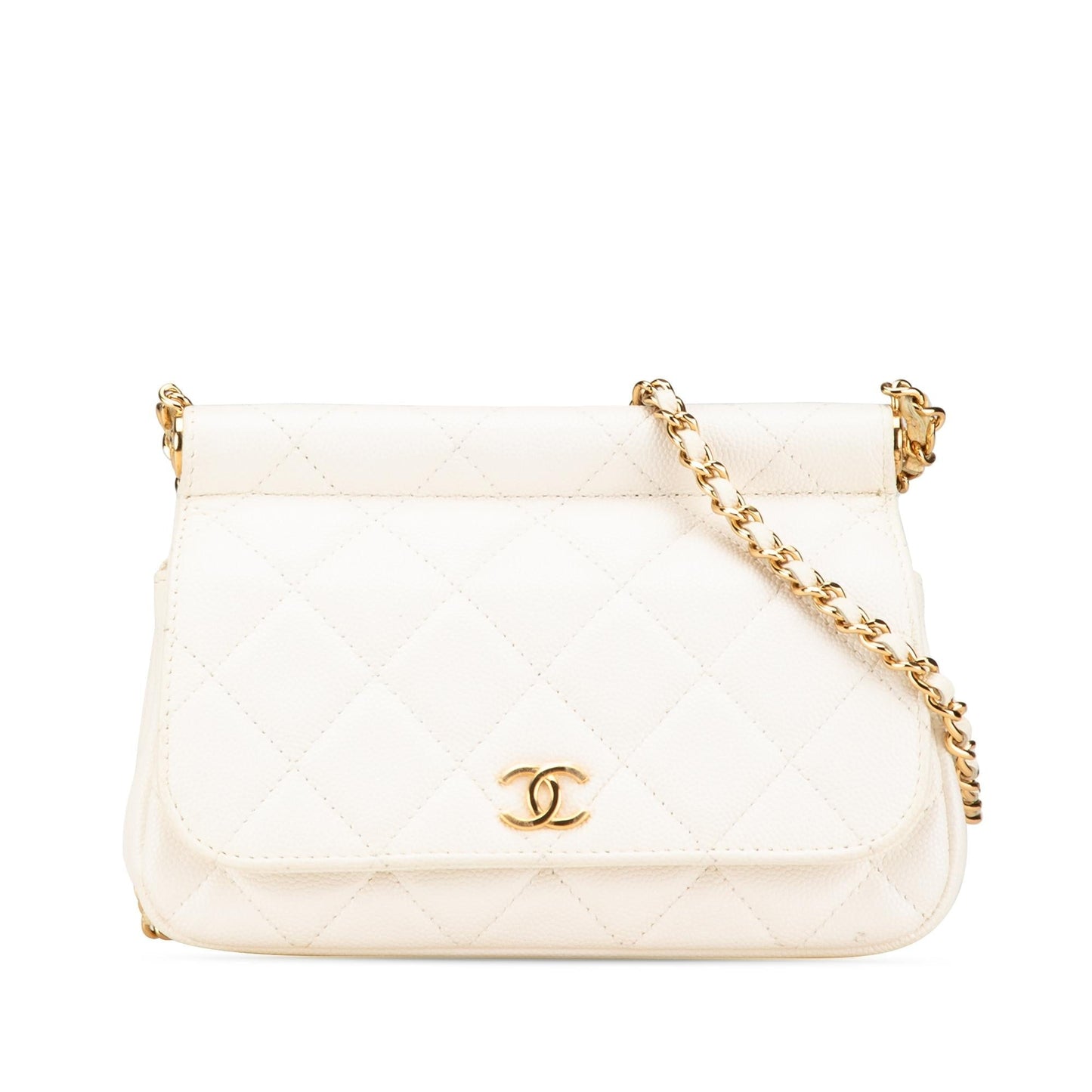 Chanel Quilted Caviar Frame Flap Clutch with Chain