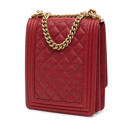 Chanel Quilted Caviar North South Boy Flap Shoulder Bag