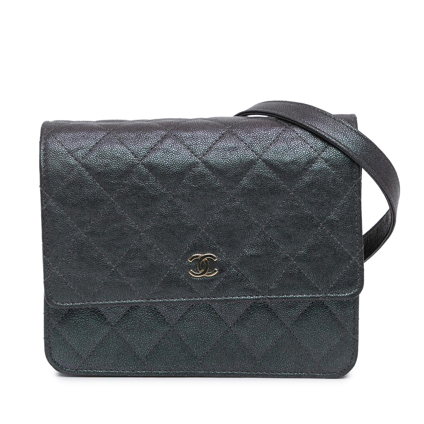 Chanel Quilted Caviar Square Wallet on Chain Crossbody