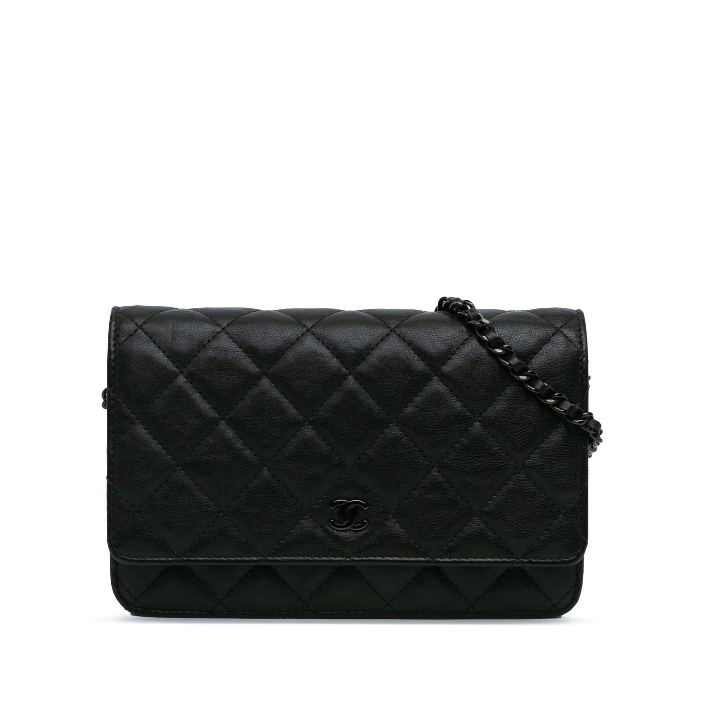 Chanel Quilted Crumpled Calfskin So Black Wallet On Chain (SHG-VI9SVY) Crossbody