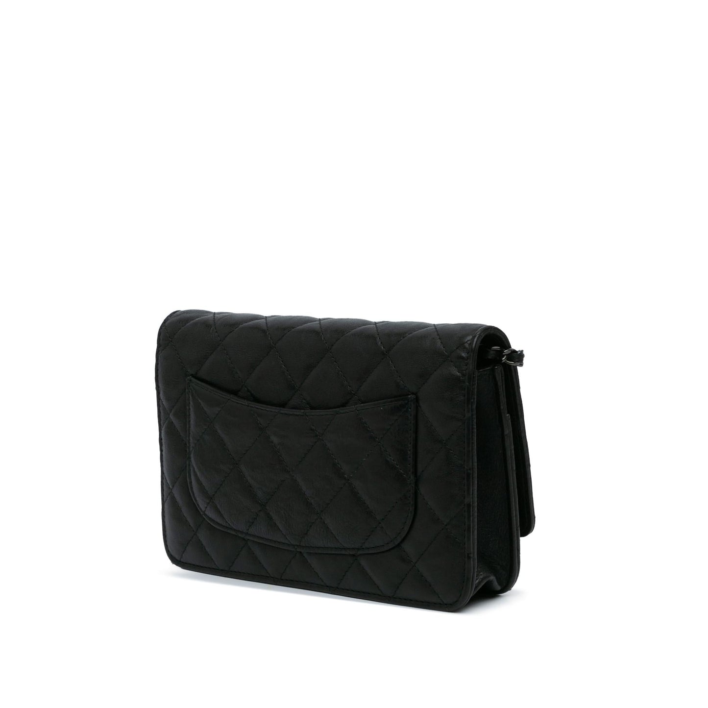 Chanel Quilted Crumpled Calfskin So Black Wallet On Chain (SHG-VI9SVY) Crossbody