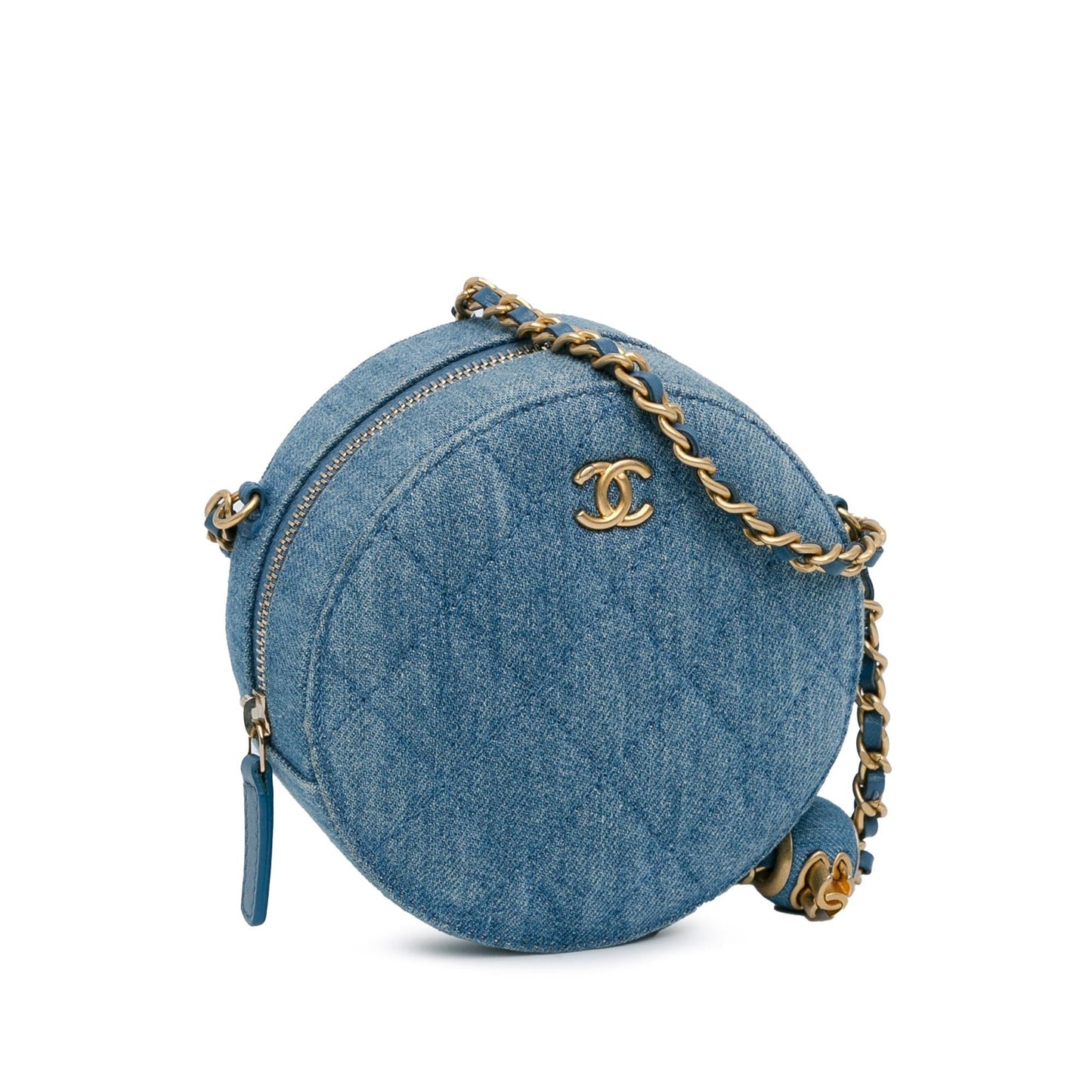 Chanel Quilted Pearl Crush Round Clutch with Chain (SHG-HXkyLN)