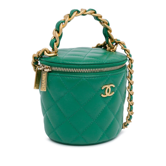 Chanel Quilted Lambskin Afternoon Tea Vanity Case with Chain Handbag