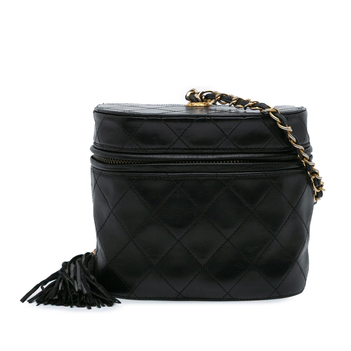 Chanel Quilted Lambskin Tassel Vanity Case Handbag
