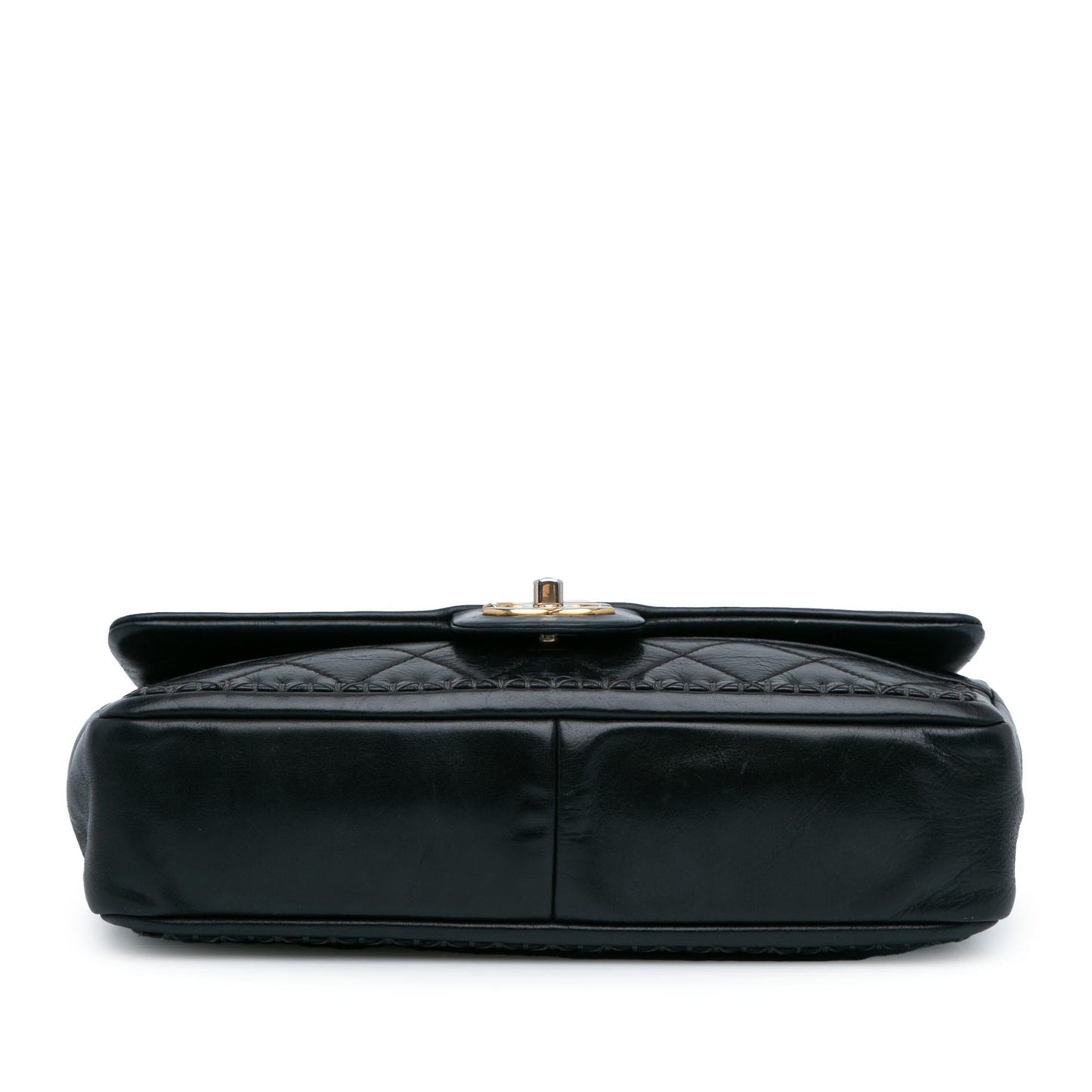 Chanel Quilted Lambskin Whipstitch Single Flap (SHG-OfzSAu) Crossbody