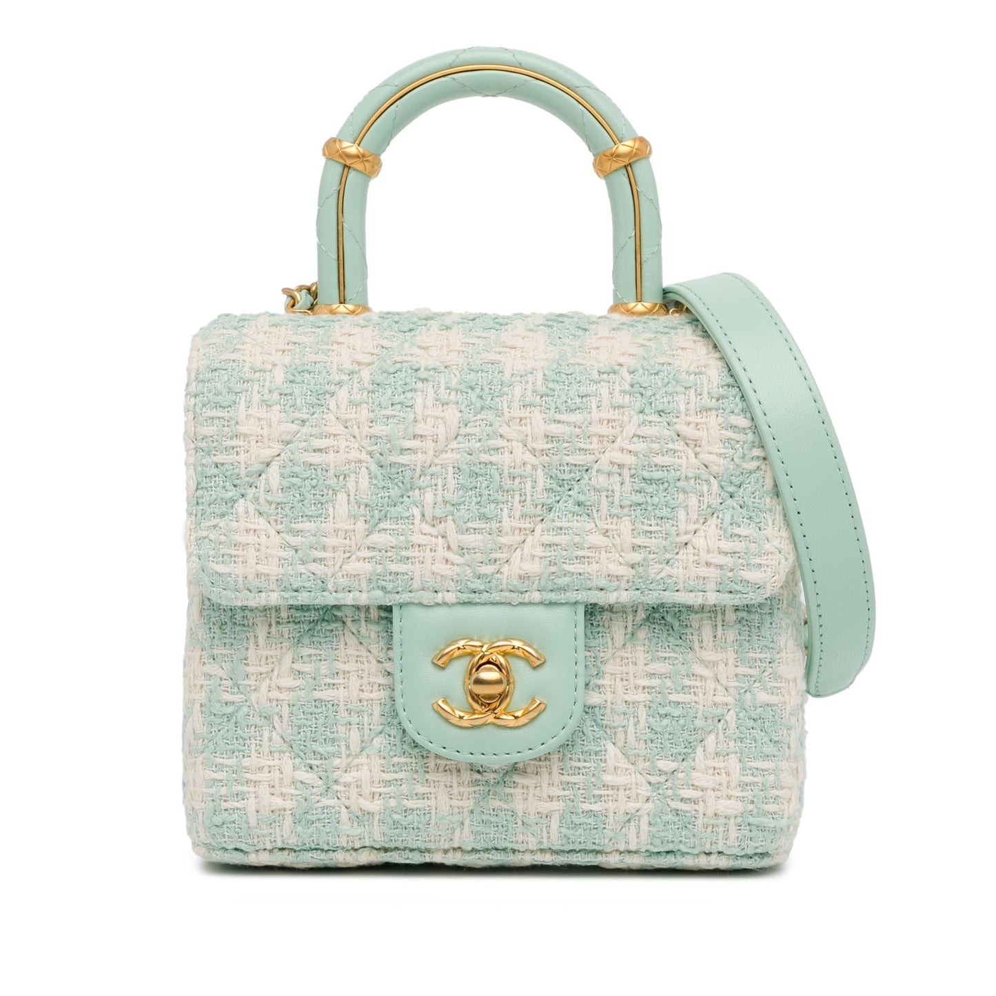 Chanel Quilted Tweed Crush Top Handle Bag (SHG-gVQFkc)