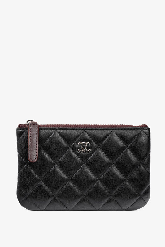 Chanel Black Lambskin Classic Zipped O Pouch Clutch