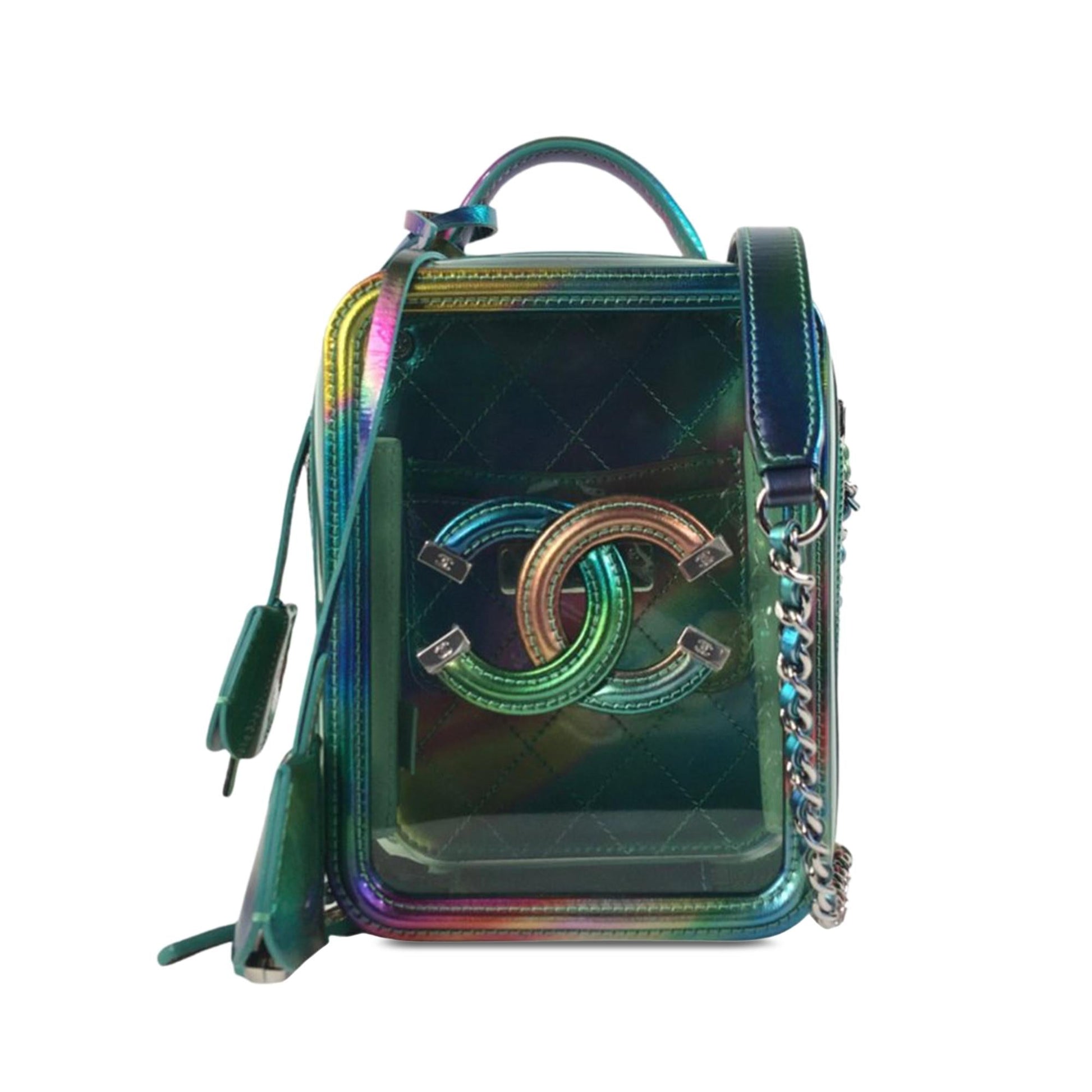 Chanel Rainbow PVC CC Filigree Vertical Vanity Case (SHG-4NUtsV) Handbag