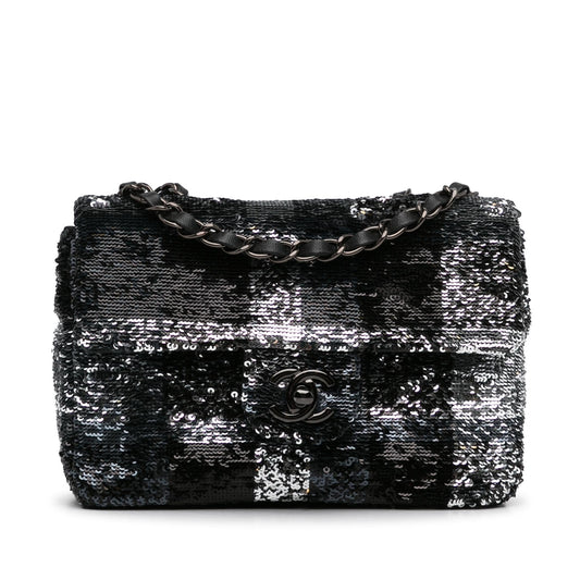 Chanel Sequin Plaid Single Flap (SHG-Ckya33) Shoulder Bag