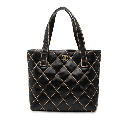 Chanel Small CC Quilted Calfskin Wild Stitch Tote