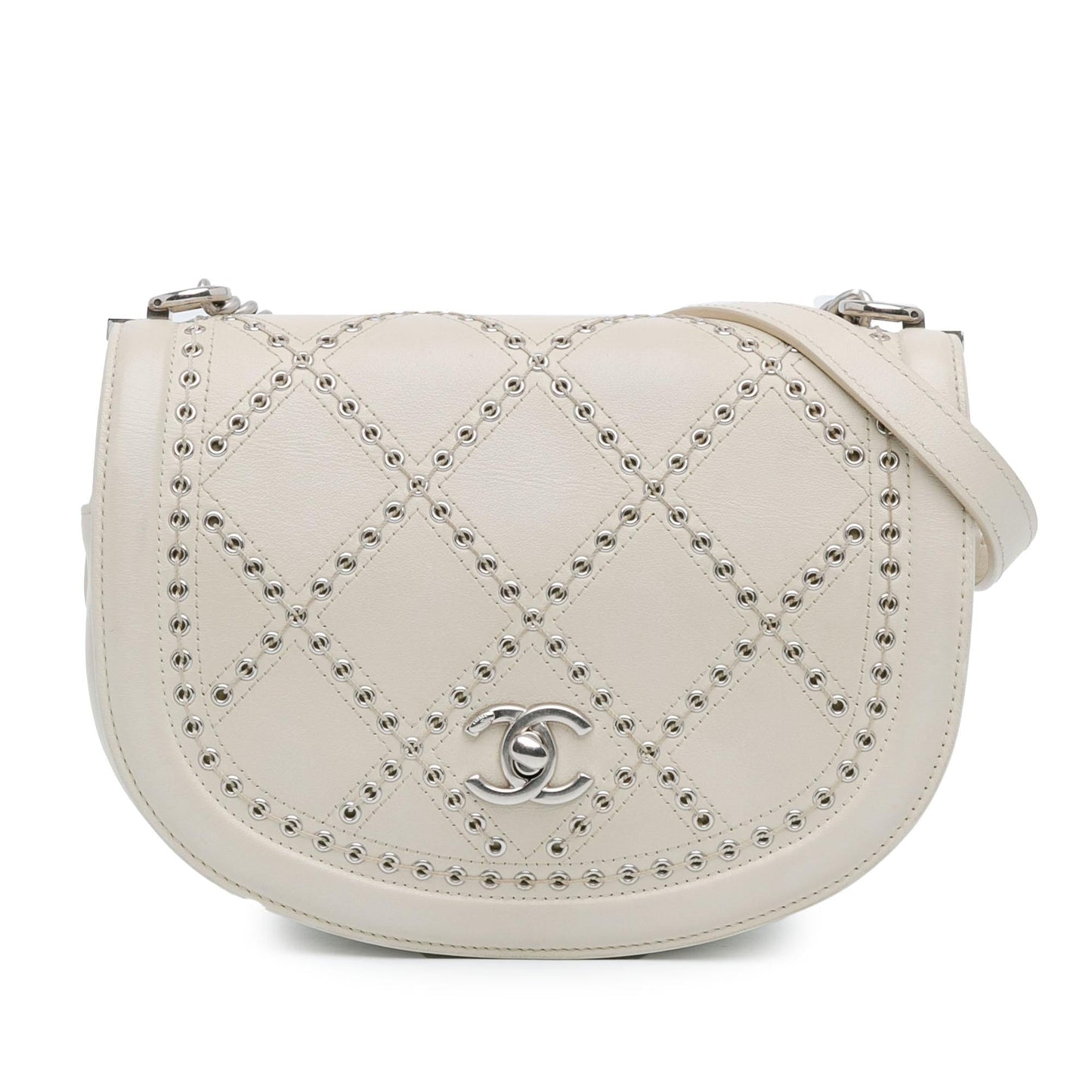 Chanel Small Calfskin Coco Eyelets Round Flap (SHG-J36UdW) Crossbody