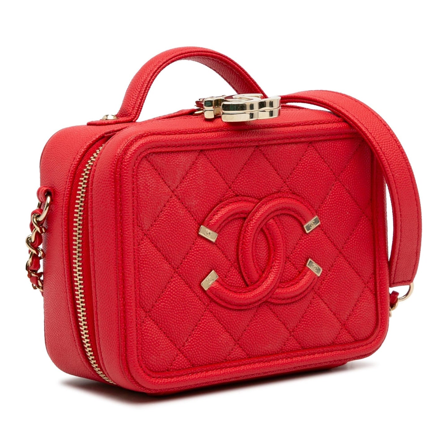 Chanel Small Caviar Filigree Vanity Case (SHG-8sX2Za) Handbag