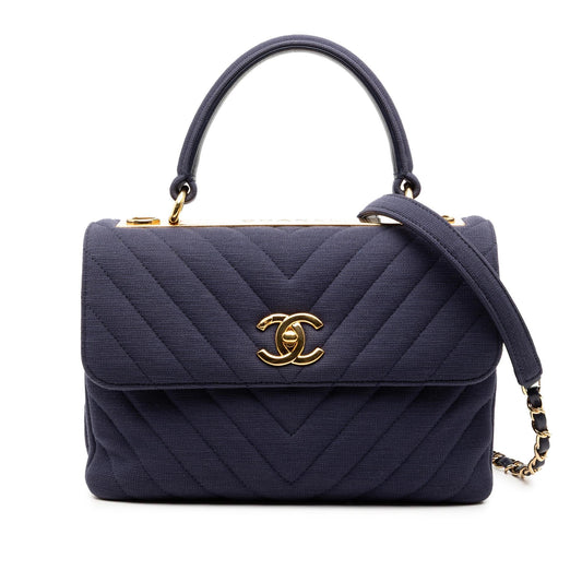 Chanel Small Chevron Jersey Trendy CC Top Handle Flap