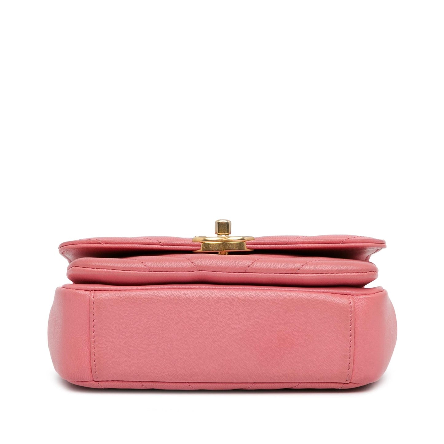 Chanel Small Chevron Lambskin Reversed Round Flap (SHG-tiKa51) Shoulder Bag