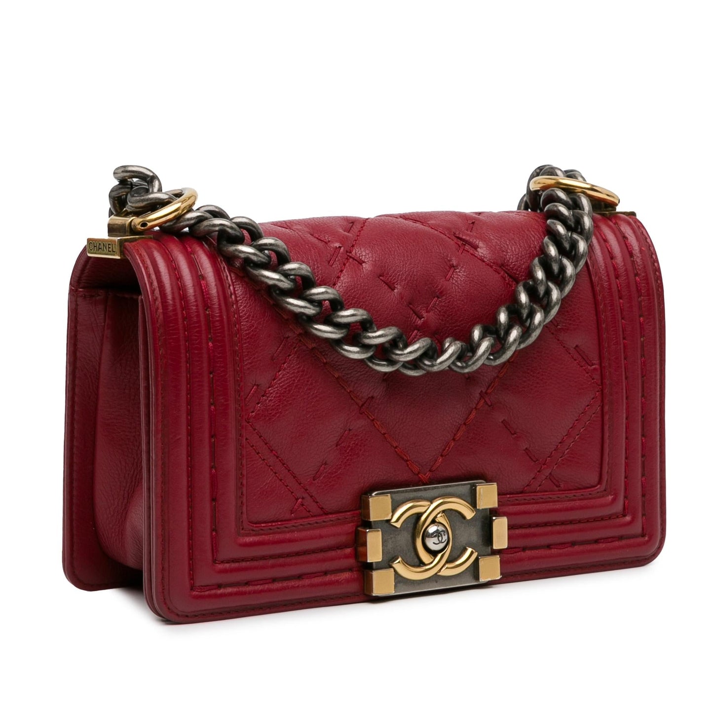 Chanel Small Grained Calfskin Boy Double Stitch Flap (SHG-5sJFKX) Crossbody