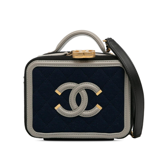 Chanel Small Jersey CC Filigree Vanity Case (SHG-BKQMVd) Handbag