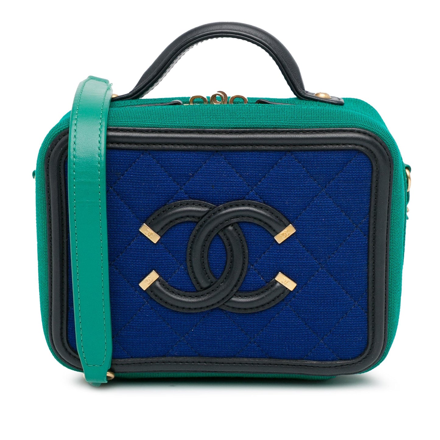 Chanel Small Jersey CC Filigree Vanity Case (SHG-zkvIpb) Handbag