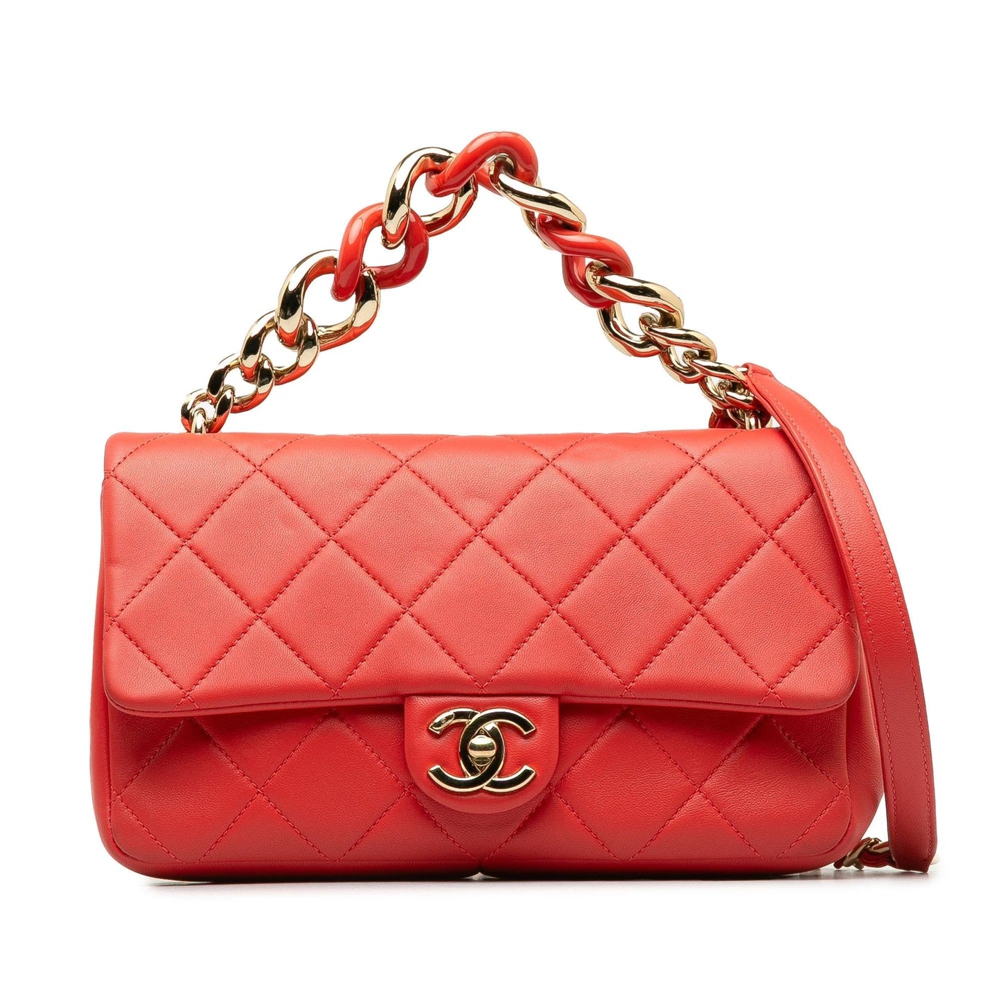 Chanel Small Lambskin Elegant Chain Single Flap (SHG-aPd8pm) Shoulder Bag