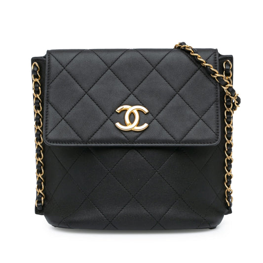 Chanel Small Quilted Calfskin Chain Hobo Flap (SHG-Un4nYy) Crossbody
