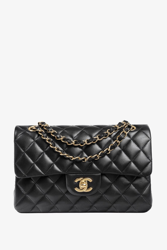 Chanel Small Classic Black Lambskin Quilted Double Flap Bag