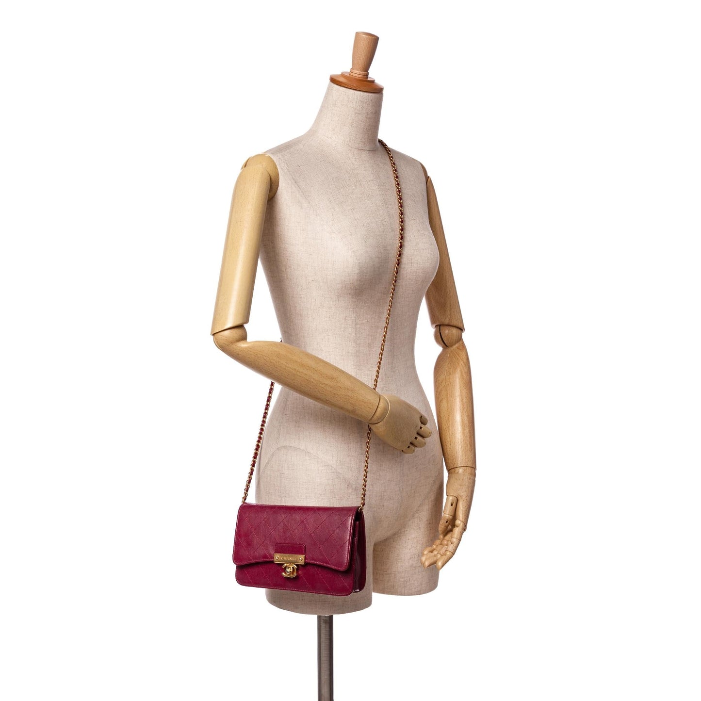 Chanel Stitched Goatskin Golden CC Wallet On Chain