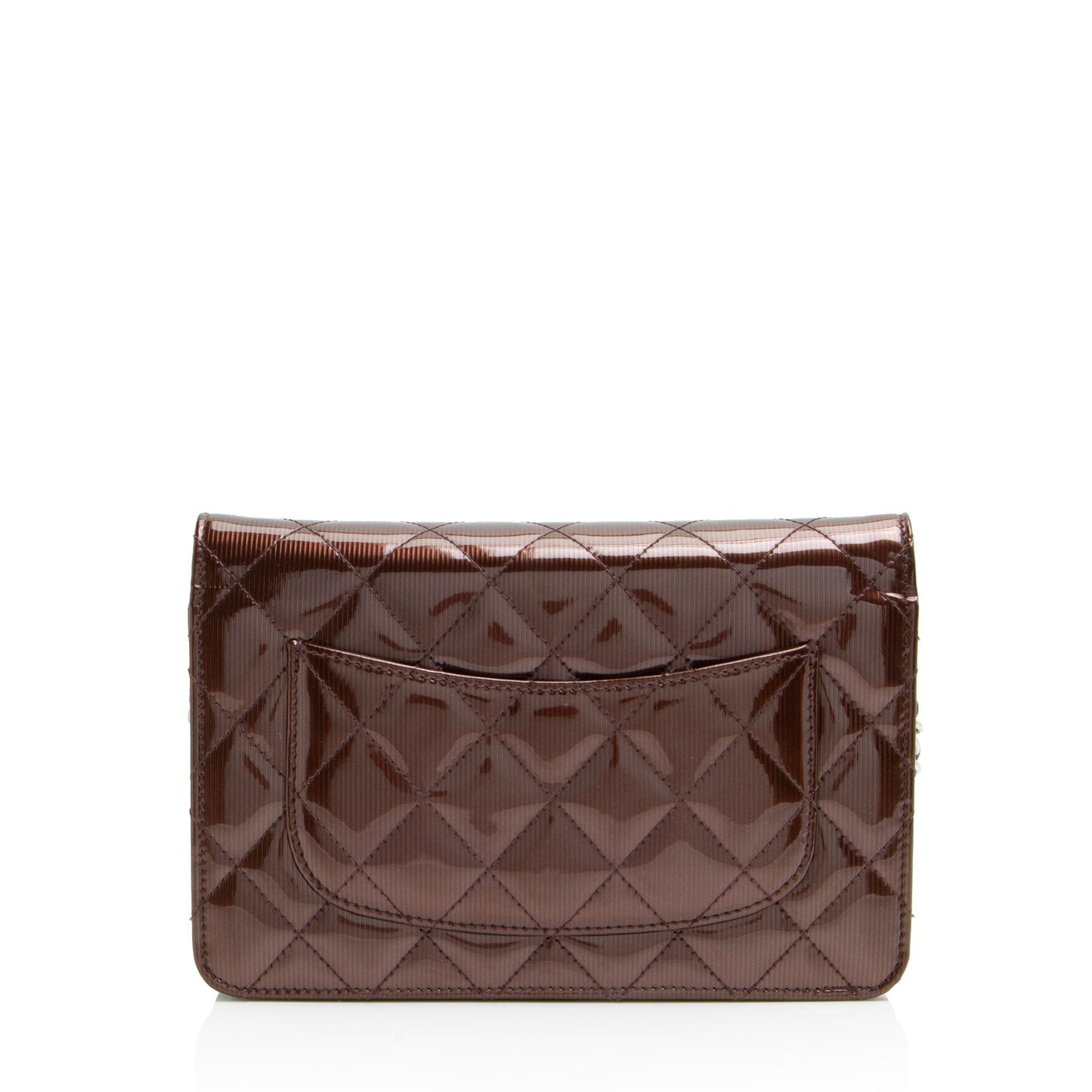 Chanel Striated Patent Leather Classic Wallet on Chain Crossbody