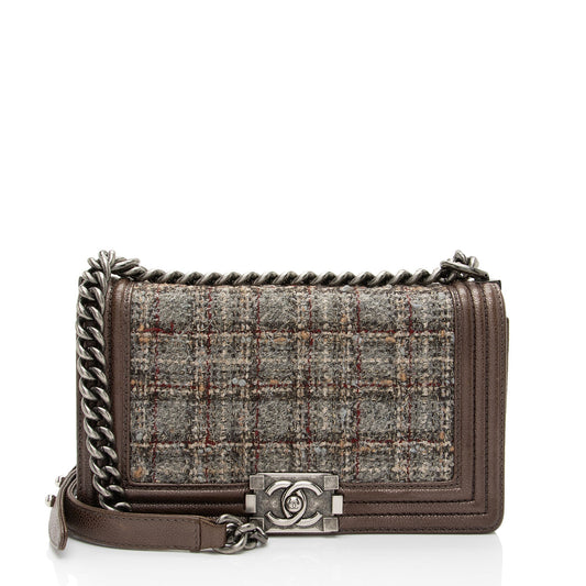 Chanel Tweed -Edinburgh Old Medium Boy Bag (SHF-PnHCww)