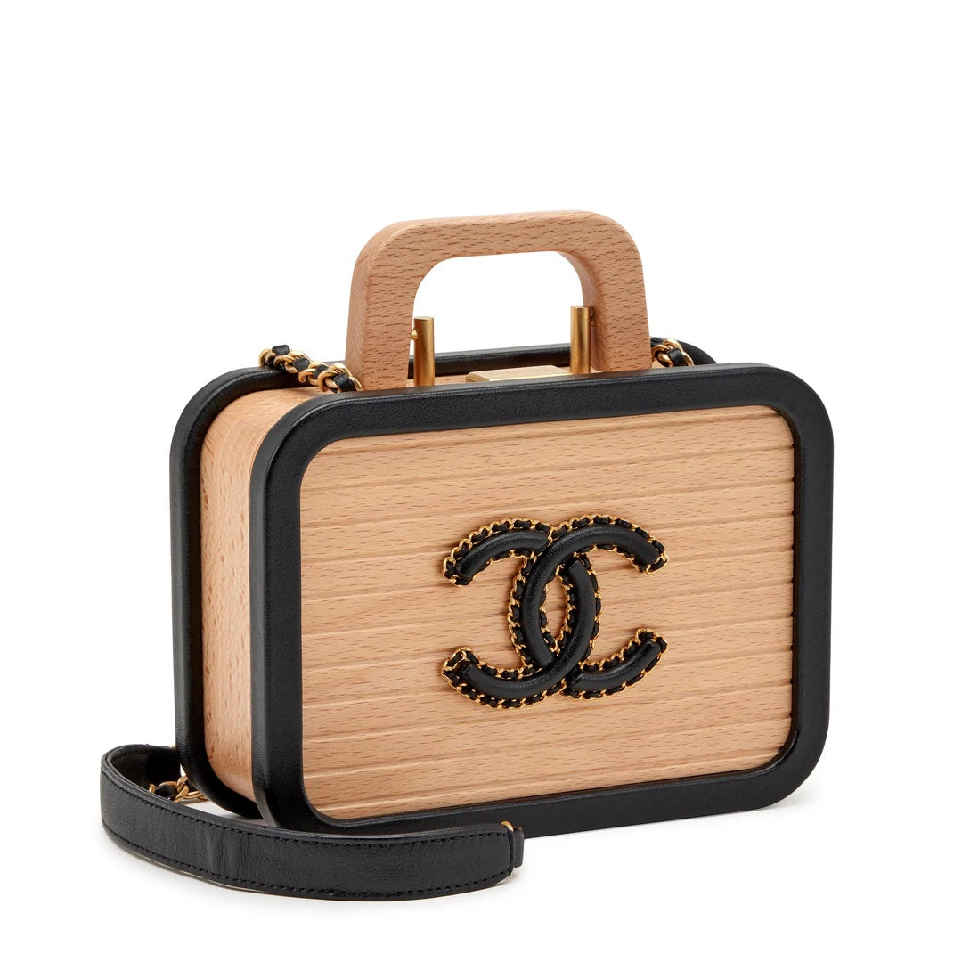 CHANEL BEECH WOOD LAMBSKIN CC VANITY CASE SHOULDER BAG