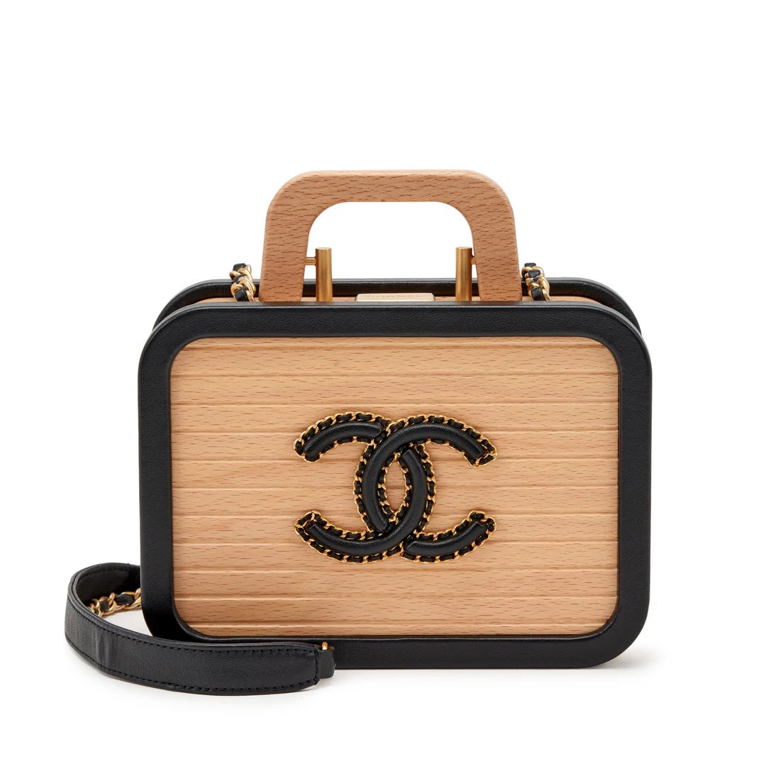 CHANEL BEECH WOOD LAMBSKIN CC VANITY CASE SHOULDER BAG