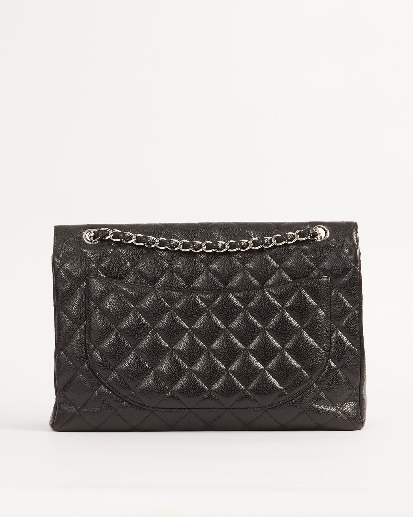 Chanel Black Caviar Quilted Single Flap Classic Maxi Bag