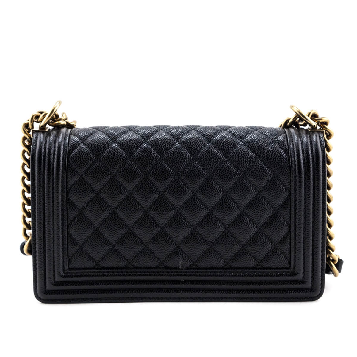 Chanel Black Quilted Caviar Medium Boy Flap Bag