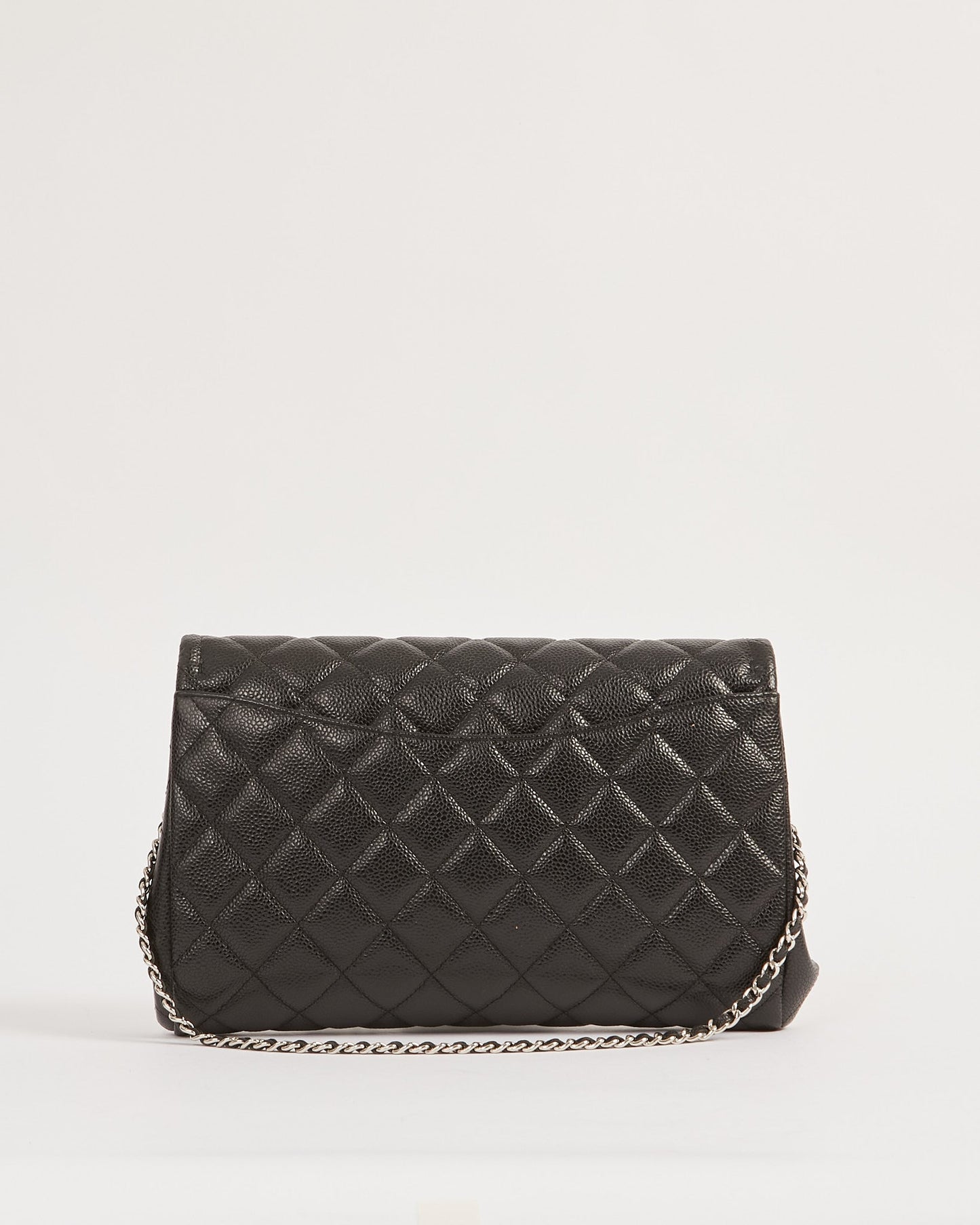 Chanel Black Quilted Lambskin Leather Chain Clutch Flap Bag