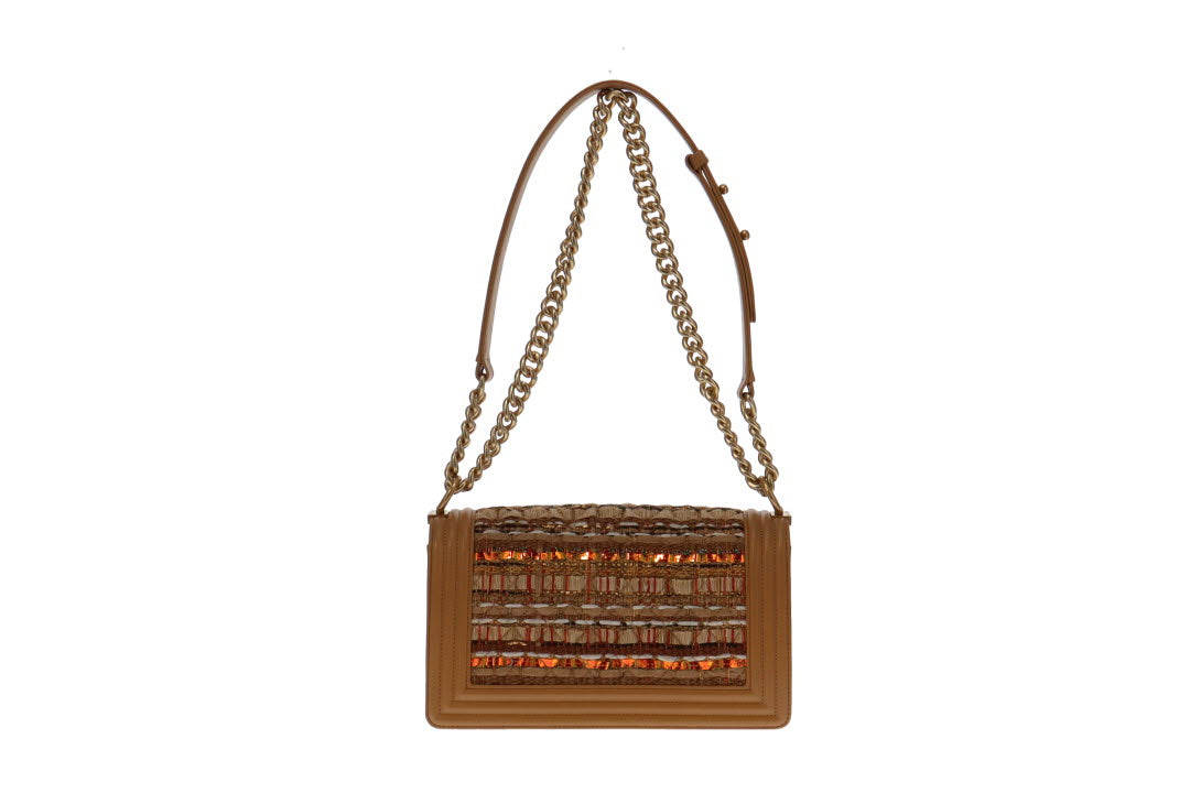 Chanel Boy Bag Tweed Leather New Medium