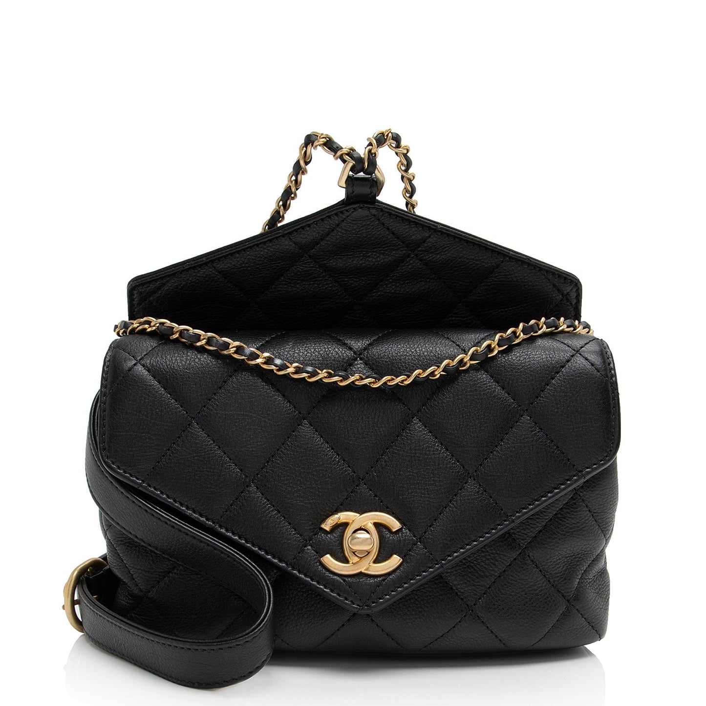 Chanel Calfskin Quilted Carry With Chic Flap Waist Bag 