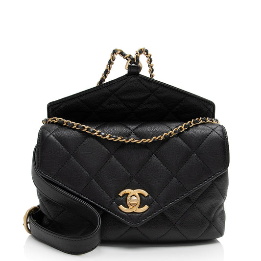 Chanel Calfskin Quilted Carry With Chic Flap Waist Bag 