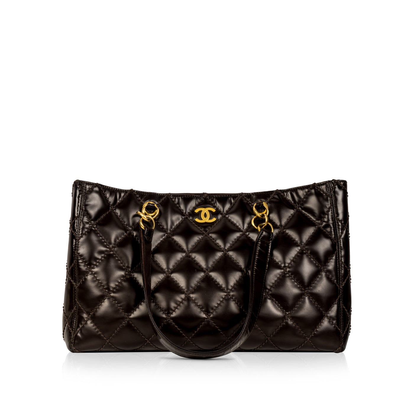 Chanel Shopping Tote Patent - Dark Brown