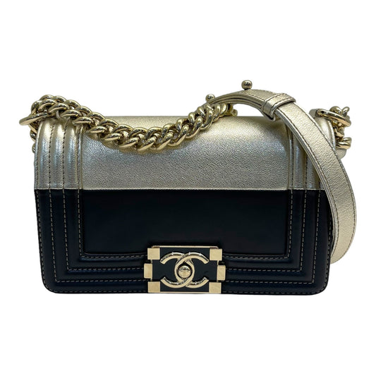 Chanel Boy Black Metallic Gold Bi color Small Bag