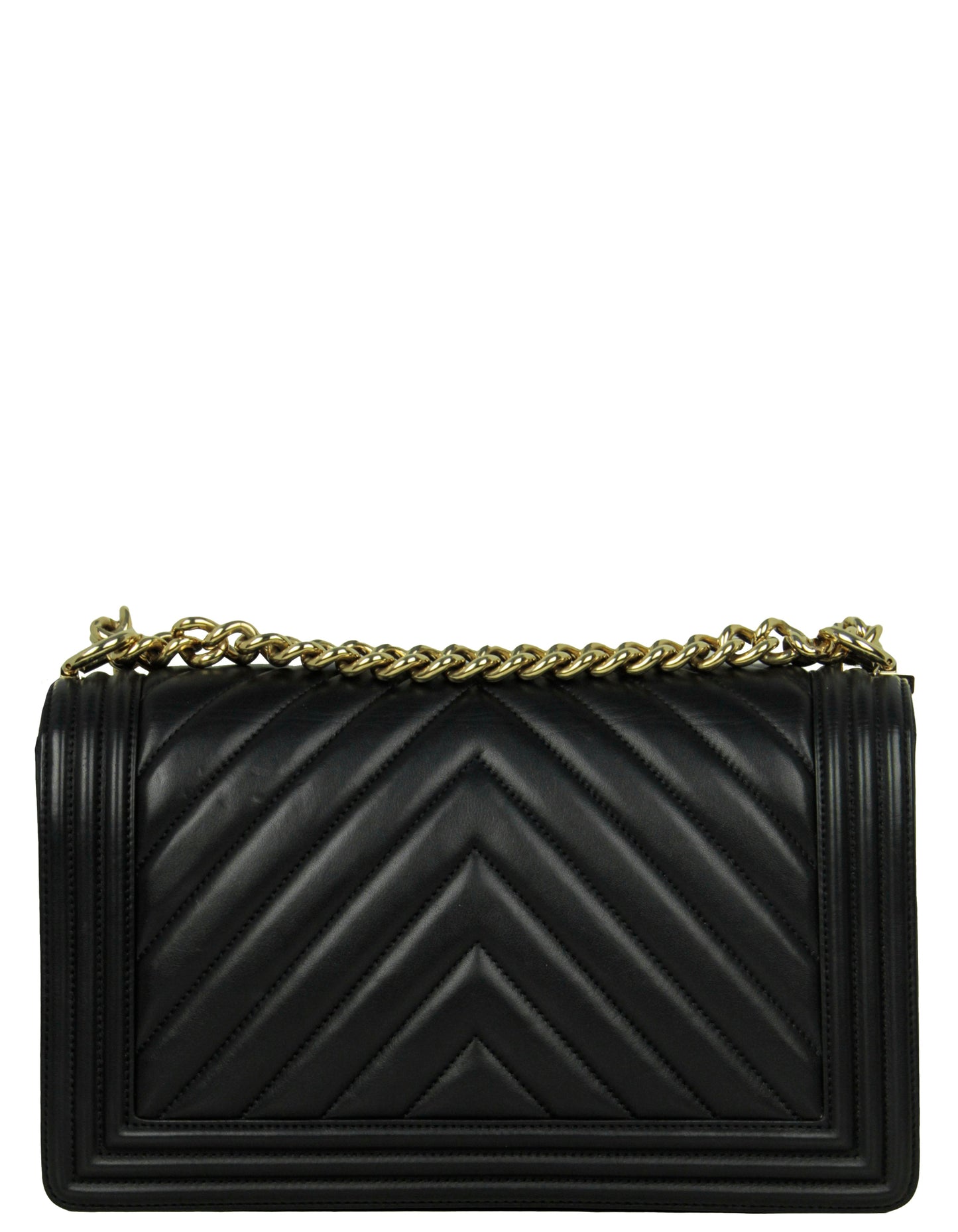 Chanel Black Chevron Lambskin Leather New Medium Boy Bag