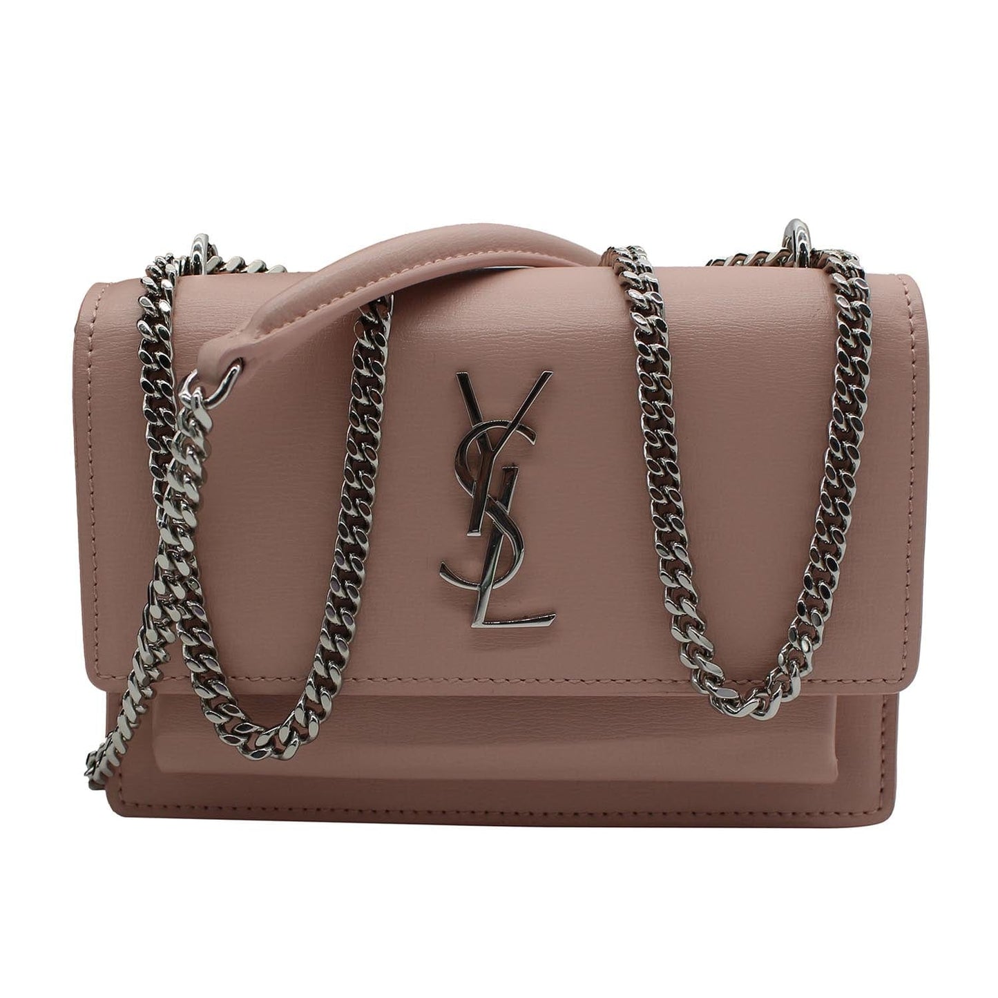 SAINT LAURENT Monogram Sunset Medium Leather Shoulder Bag Pink
