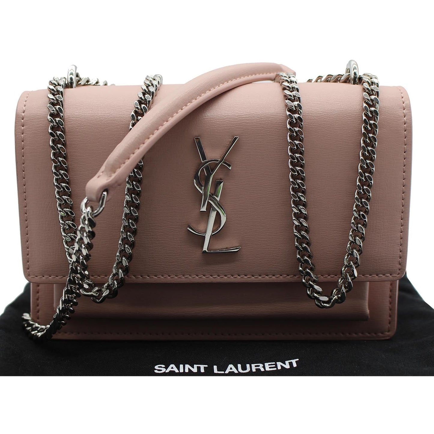 SAINT LAURENT Monogram Sunset Medium Leather Shoulder Bag Pink