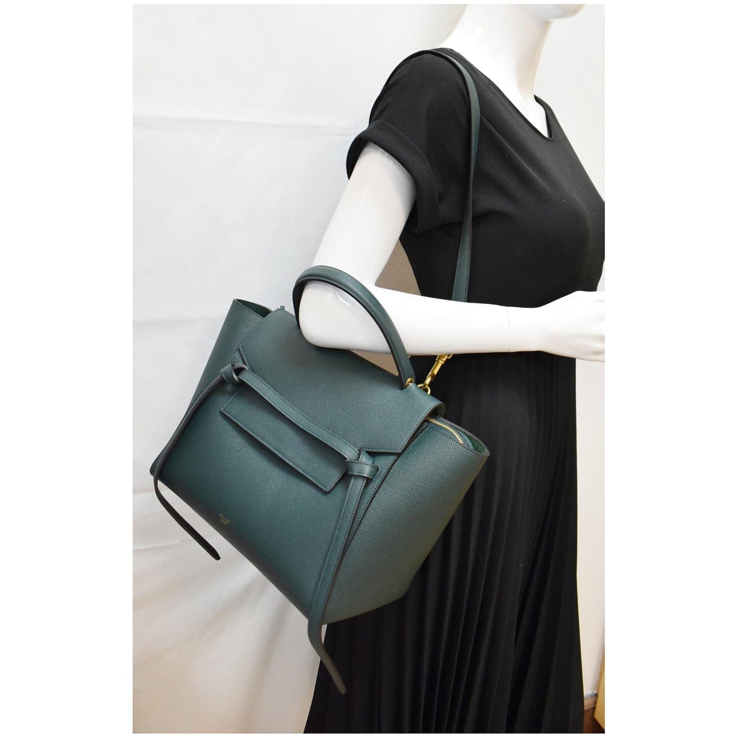 CELINE Mini Belt Grained Calfskin Leather Shoulder Bag Amazone