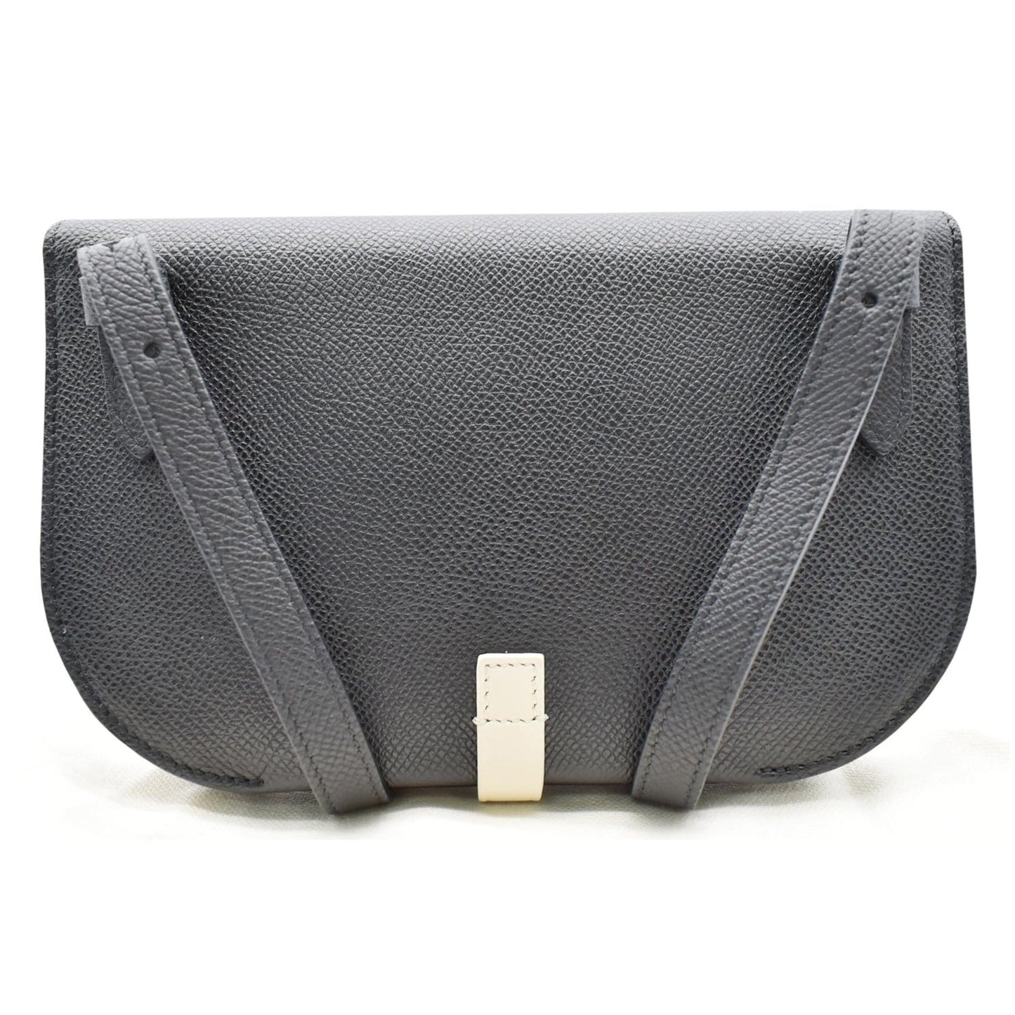 CELINE Grained Leather Strap Clutch Bag Black